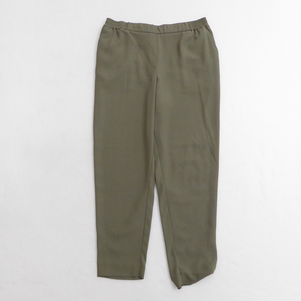 Anthropologie Essential Pull On Ankle Trouser Pants Olive Green Womens Small